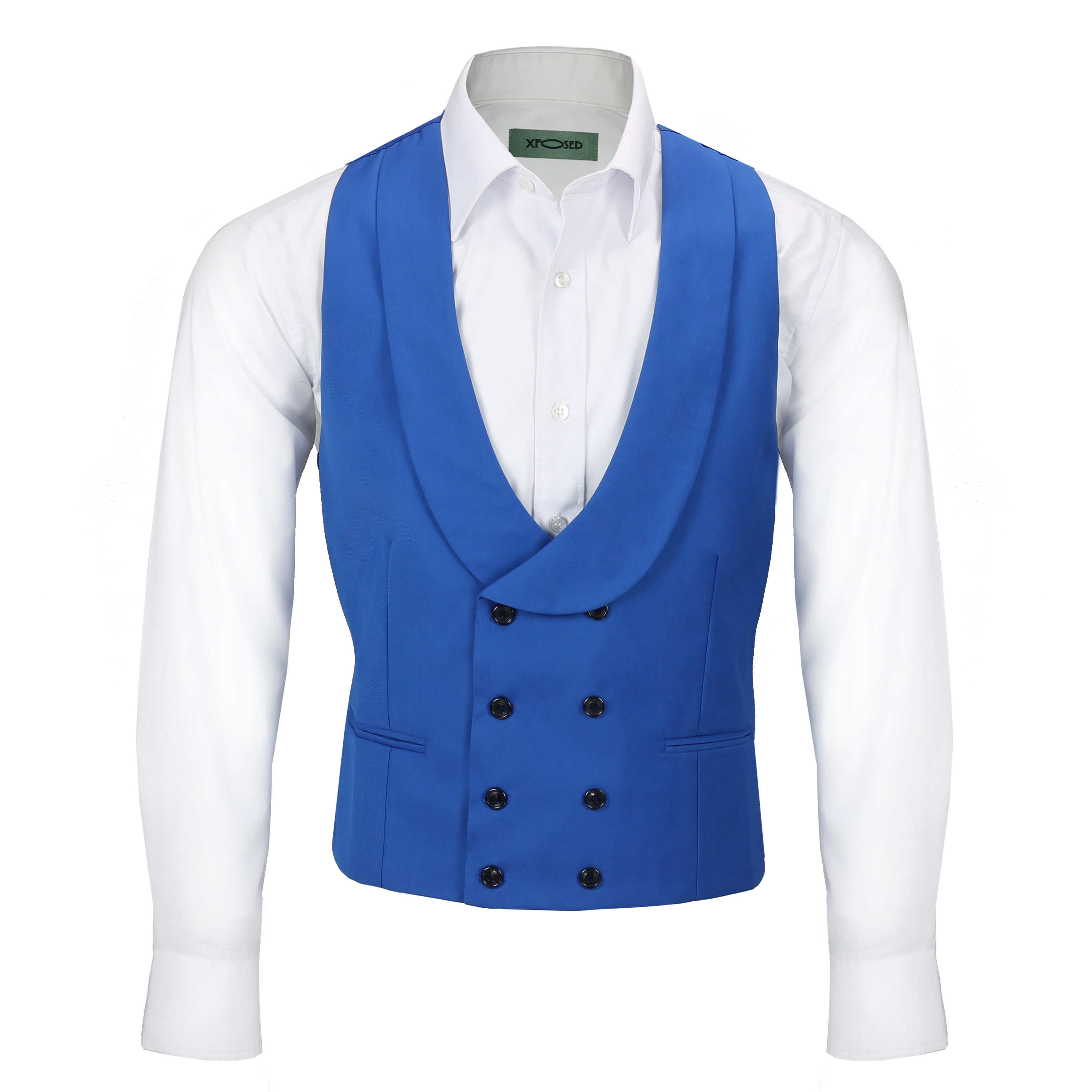 Mens Double Breasted Shawl Lapel Waistcoat Tailored Smart Wedding Dress